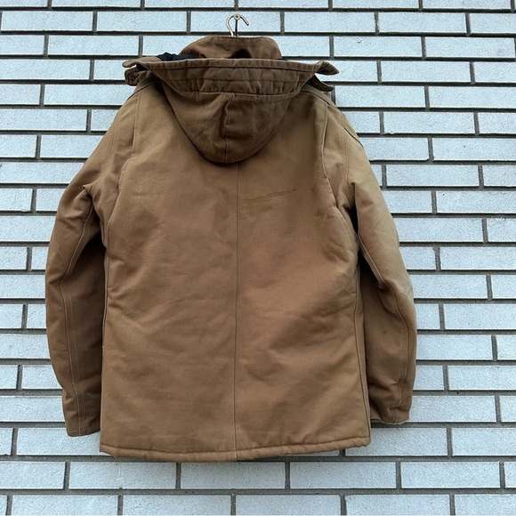 Vintage 90s Carhartt Tan Chore Jacket Detachable Hood Corduroy Collar Y2K - Picture 6 of 16